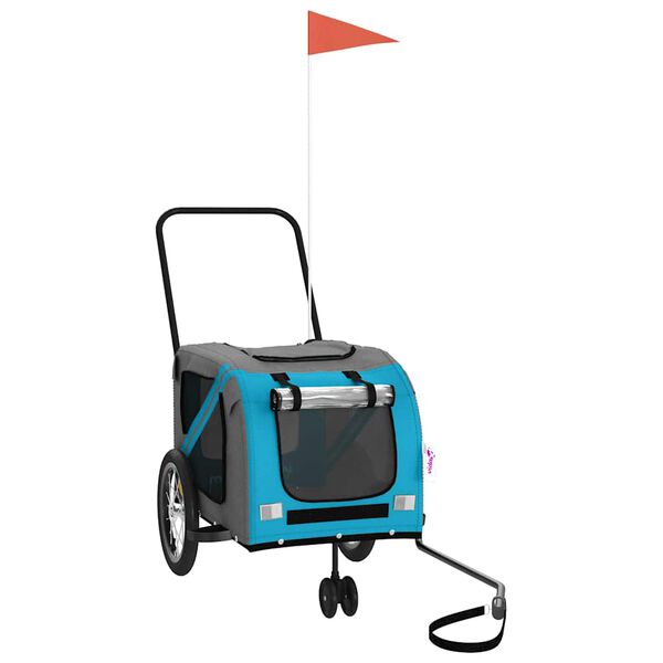 vidaXL Fahrradanhänger Hunde Blau und Grau Oxford-Gewebe und Eisen