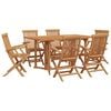 vidaXL Garten Essgruppe 7 Stk. Braun Massivholz Teak