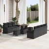 vidaXL Garten-Sofa-Set mit Kissen mit Speicher 10 pcs Schwarz