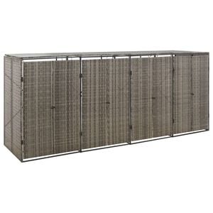 vidaXL M&uuml;lltonnenbox f&uuml;r 4 Tonnen Grau 274x80x117 cm Poly Rattan