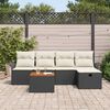 vidaXL Garten-Sofa-Set mit Kissen 6 pcs Schwarz Poly Rattan