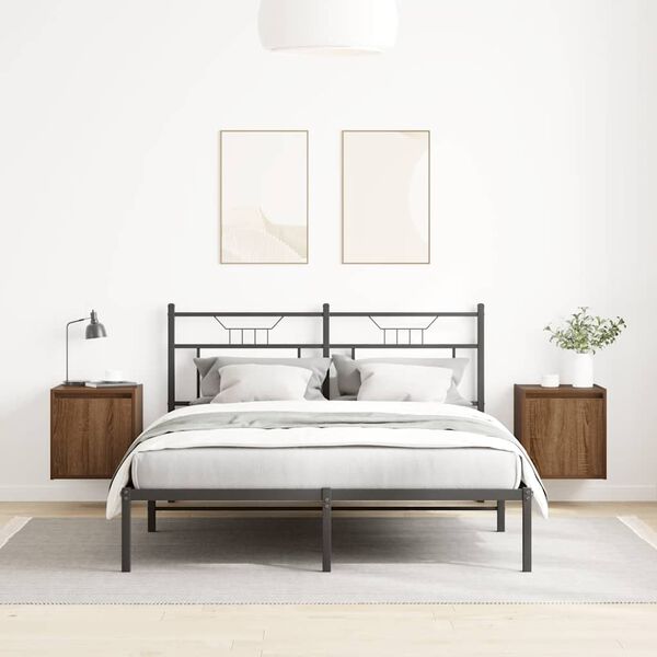 vidaXL Wand-Nachttische 2 Stk. Braun Eichen-Optik 38x34x40 cm
