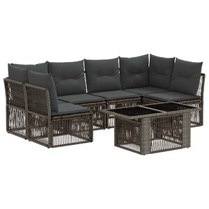 vidaXL Gartensofa-set 7 stk. Grau Poly-Rattan