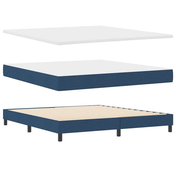 vidaXL Boxspringbett mit Matratze Blau 200 x 180 cm Polyester
