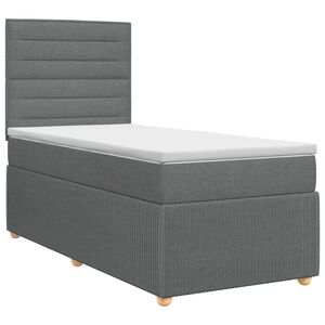 vidaXL Boxspringbett mit Matratze Dunkelgrau Einzeln Stoff