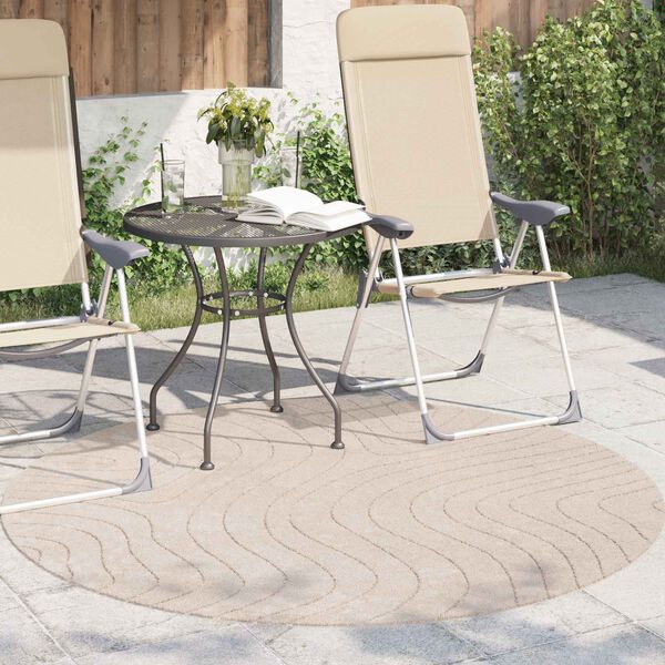 vidaXL Bereichsteppiche Rund PALMERAS Beige &Oslash; 120 CM Polyester