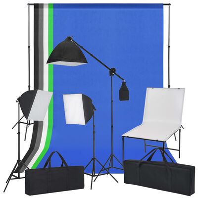 vidaXL Fotostudio-Set mit Aufnahmetisch, Lichtern und Hintergründen