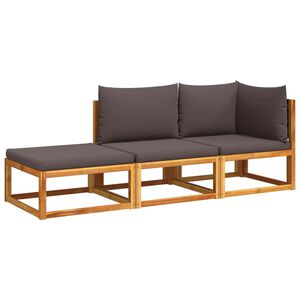 vidaXL 3-tlg. Gartensofa-Set mit Kissen Holz Akazie & Rattan