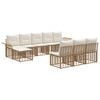 vidaXL Outdoor-Sofagarnitur 9 pcs Nat&uuml;rlich und Cremwei&szlig; Polyester