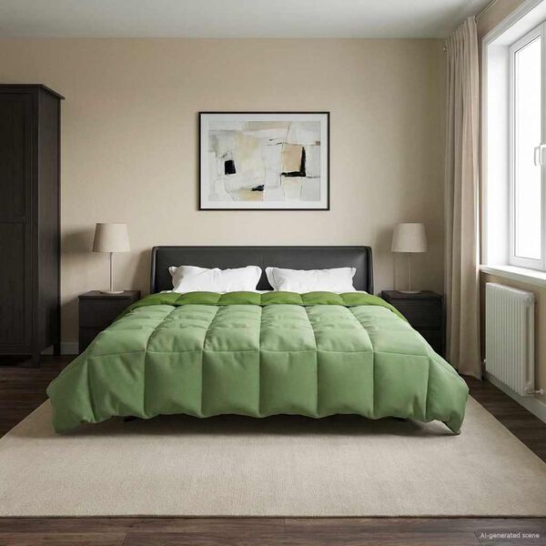 vidaXL Winterbettdecke Gepolstert Gr&uuml;n 200 x 220 cm Mikrofaser