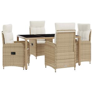 vidaXL Outdoortisch-Set 5 stk. Beige und Cremewei&szlig; Poly-Rattan