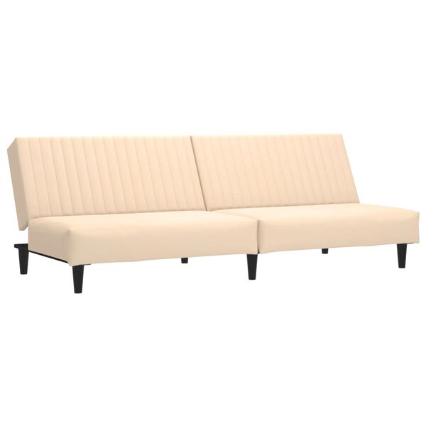 vidaXL Schlafsofa 2-Sitzer mit Fu&szlig;hocker Creme Samt