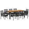 vidaXL Garten Essgruppe 9 stk. Schwarz Poly-Rattan