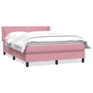 vidaXL Boxspringbett mit Matratze Rosa 140x210 cm Samt