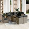 vidaXL 9-tlg. Garten-Sofagarnitur mit Kissen Grau Poly Rattan