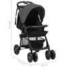 vidaXL 2-in-1 Kinderwagen Dunkelgrau und Schwarz Stahl