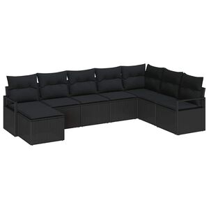 vidaXL Sofa Set mit Kissen 8 pcs Schwarz Poly Rattan