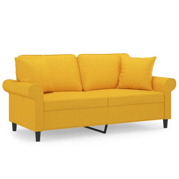 vidaXL 2-Sitzer-Sofa mit Kissen Hellgelb 140 cm Stoff