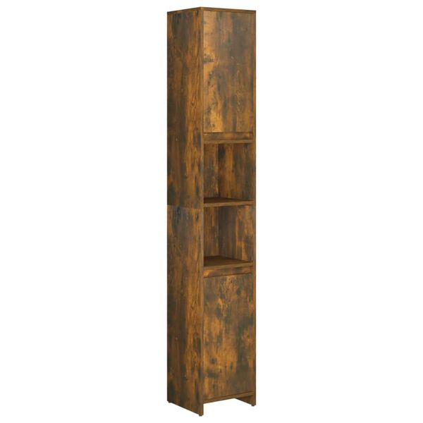 vidaXL Badezimmerschrank Räuchereiche 30x30x183,5 cm Holzwerkstoff