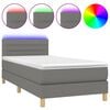 vidaXL Boxspringbett mit Matratze & LED Dunkelgrau 90x200 cm Stoff