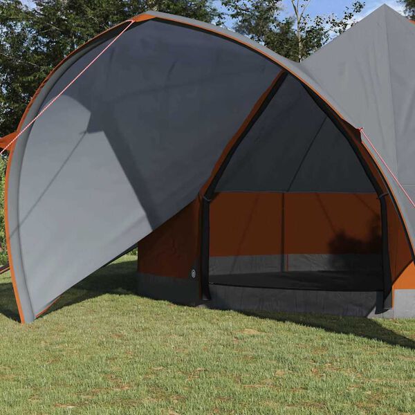 vidaXL Teepee Zelt f&uuml;r 7 Personen Grau und Orange 600 x 600 x 347 cm