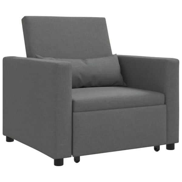 vidaXL Einzel-Schlafsofa mit Rädern Dunkelgrau 90 x 165 x 87 cm Stoff