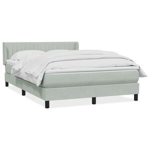 vidaXL Boxspringbett mit Matratze Hellgrau 160x220 cm Samt