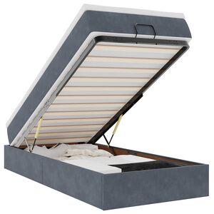 vidaXL Ottoman-Bett mit Matratze Dunkelgrau 90x190 cm Samt