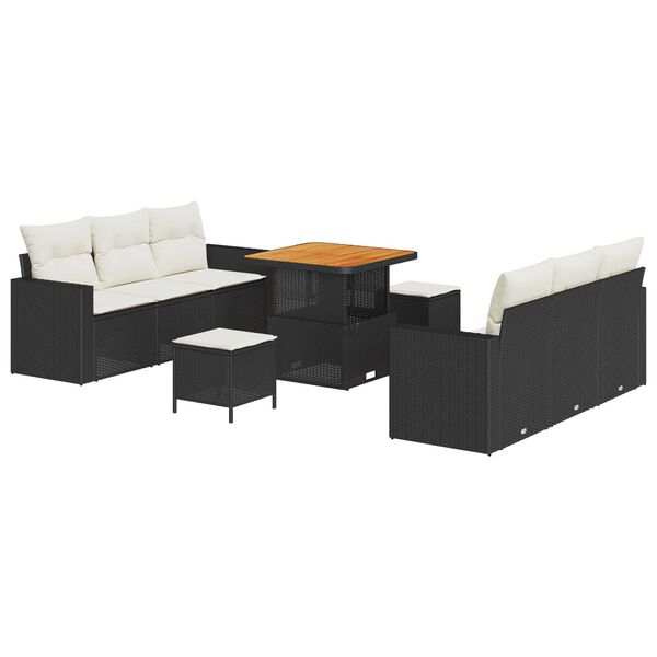 vidaXL Garten-Sofa-Set 9 pcs Schwarz Poly-Rattan