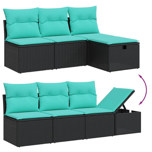 vidaXL 7-tlg. Garten-Sofagarnitur mit Kissen Grau Poly Rattan
