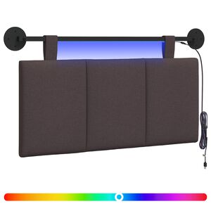 vidaXL H&auml;ngendes Kopfteil Mit LED Licht Dunkelbraun Stoff