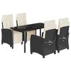 vidaXL 5-tlg. Garten-Essgruppe mit Kissen Schwarz Poly Rattan