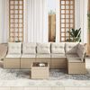 vidaXL Garten-Sofa-Set mit Kissen mit Speicher 7 pcs Beige und Creme