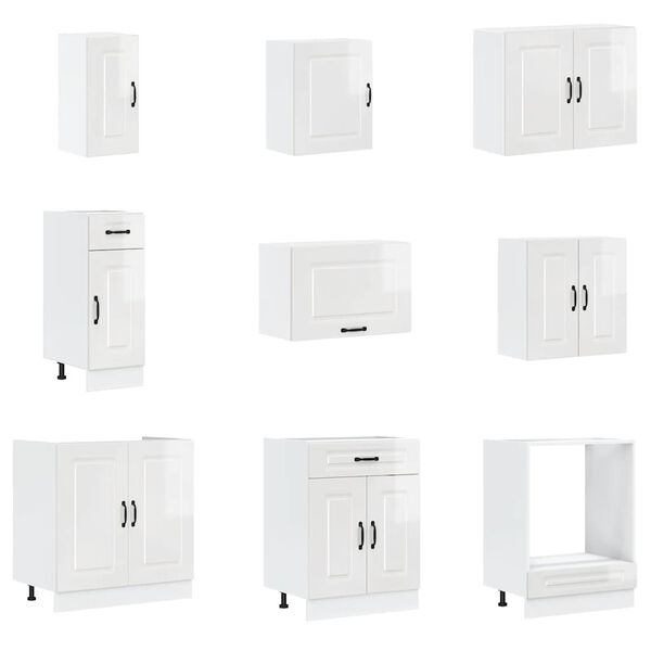 vidaXL 14-tlg. Küchenschrank-Set Kalmar Hochglanz-Weiß Holzwerkstoff