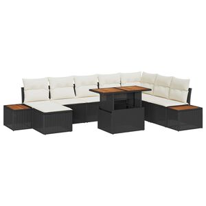 vidaXL Garten-Sofa-Set mit Speicher 9 pcs Schwarz Poly Rattan