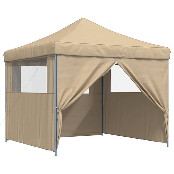 vidaXL Partyzelt Faltbar Pop-Up mit 4 Seitenteilen Beige
