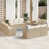 vidaXL 12-tlg. Garten-Sofagarnitur mit Kissen Beige Poly Rattan