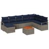 vidaXL Gartensofa-set mit Kissen 9 pcs Grau Poly-Rattan
