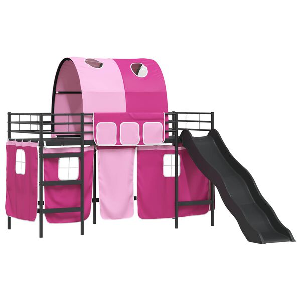 vidaXL Kinder-Etagenbett Schwarz und Pink 74,5 x 190 cm Metall