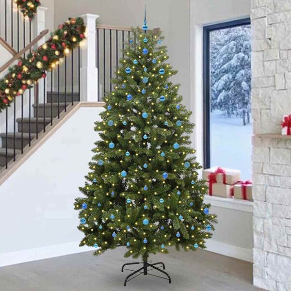 vidaXL K&uuml;nstlicher Weihnachtsbaum Gr&uuml;n 270 cm PVC und Metall