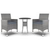 vidaXL 3-tlg. Garten-Essgruppe Poly Rattan Grau