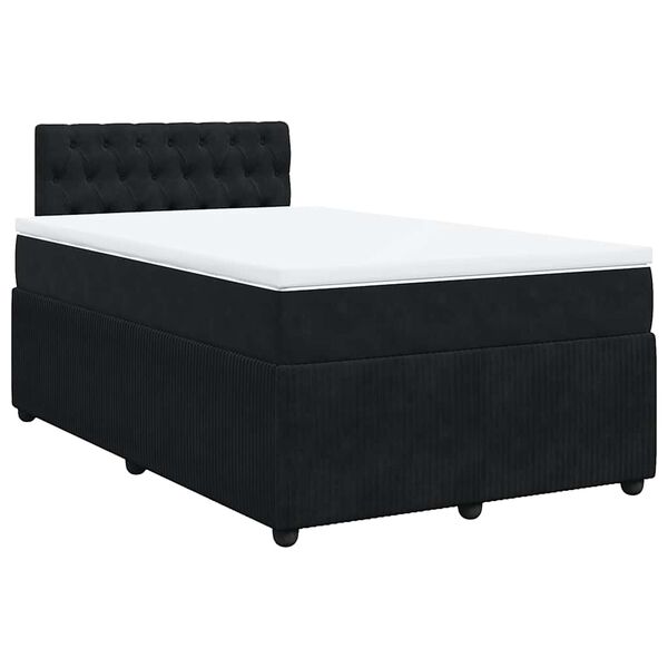 vidaXL Boxspringbett mit Matratze Schwarz 120x190 cm Samt