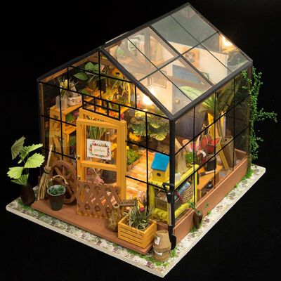 Robotime Miniatur Bausatz Cathy's Flower House mit LED-Beleuchtung