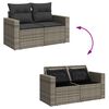 vidaXL 6-tlg. Garten-Sofagarnitur mit Kissen Grau Poly Rattan