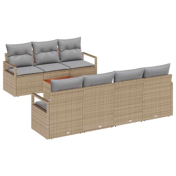 vidaXL Gartensofa-set 8 pcs Beige und Hellgrau Poly-Rattan