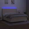 vidaXL Boxspringbett mit Matratze & LED Creme 160x200 cm Stoff