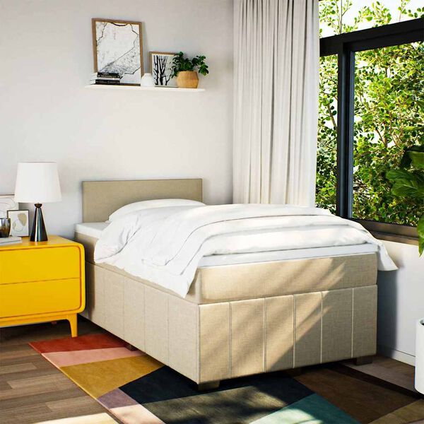 vidaXL Boxspringbett mit Matratze Creme 120x200 cm Stoff