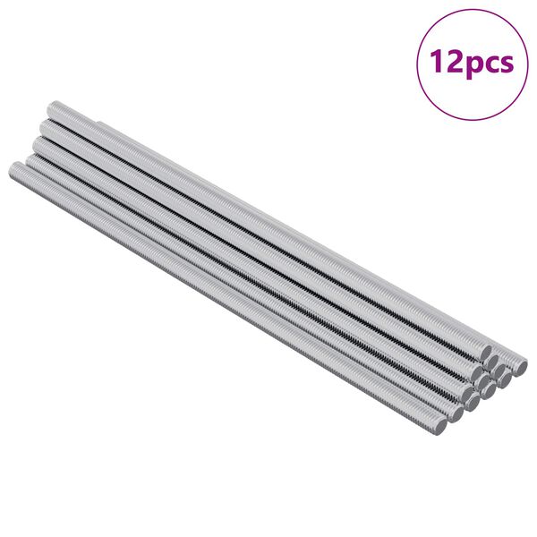 vidaXL Gewindestange 12 pcs Silber 6 x 170 mm Stahl