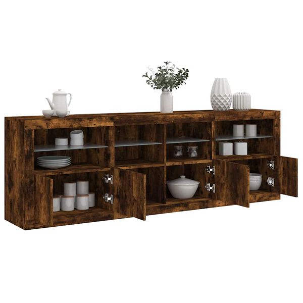 vidaXL Sideboard mit LED-Leuchten R&auml;uchereiche 202x37x67 cm