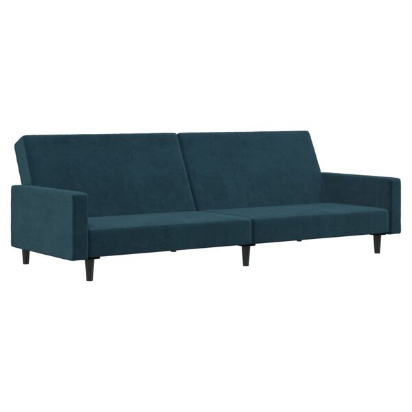 vidaXL Schlafsofa 2-Sitzer mit Fu&szlig;hocker Blau Samt
